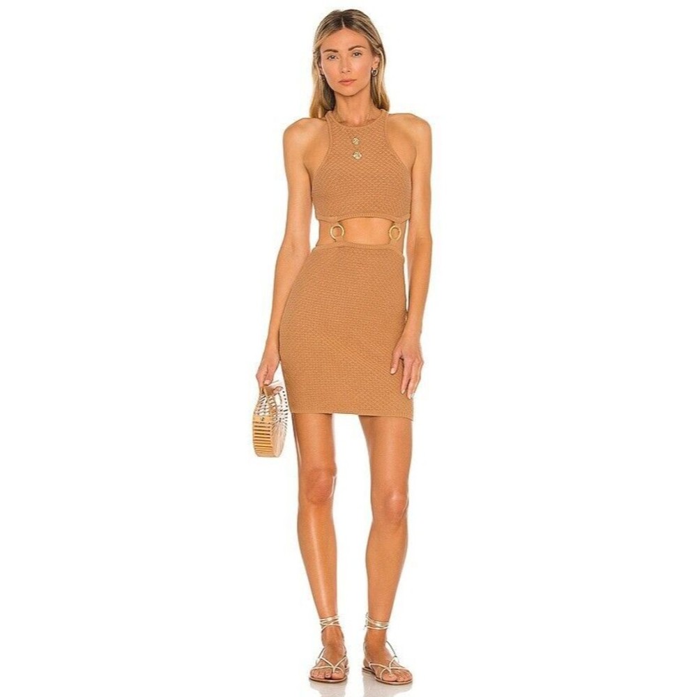Lovers And Friends Francesca Mini Dress Women's Size Small Tan Crochet